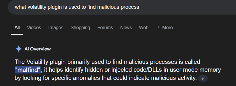 Google Malfind Search