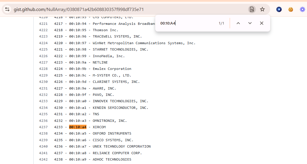 MAC Lookup