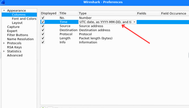 Time Column Settings